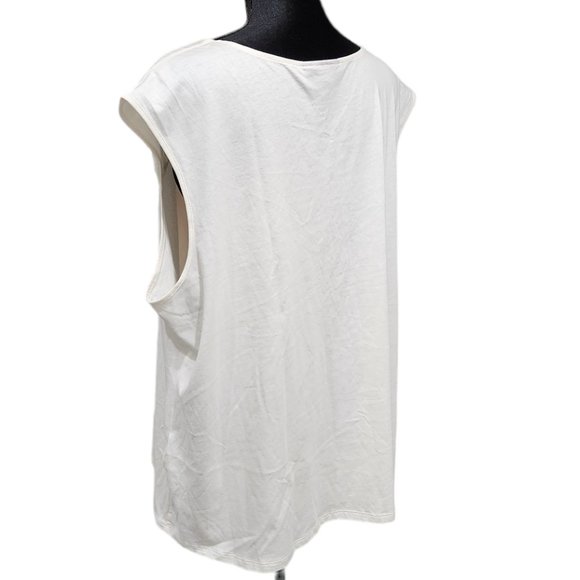 ❤️2/$18 Dana Buchman Womens Ivory Sequin Top Sleeveless Spread Collar Tank 3X - Picture 2 of 7